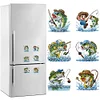 (US Local)6Pcs Acrylic Special Shape Fishing Diamond Painting Fridge Magnet for Home Decor