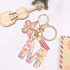 DIY Pink Tassel Ring Letter Butterfly Keychain