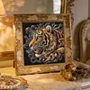Golden Crystal Tiger Head Special Shaped 5D DIY Partial Drill Diamond Painting Kits for Adults Beginners Home Decor Diamonds Dots Gem Art Kits 11.81 X11.81inch