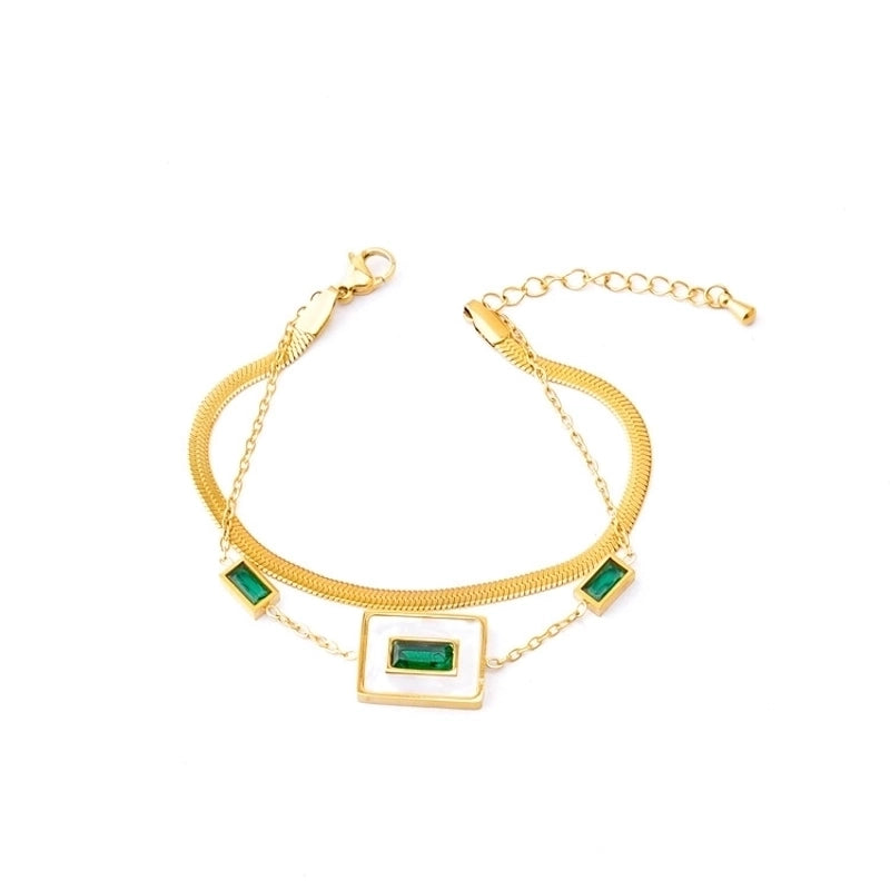 Titanium Steel 18K Gold Plated Classic Style Geometric Rhinestones Bracelets Earrings Necklace