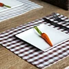 Japan Zakka Style Kitchen Accessories Brown Plaid Dining Table Placemats Tea Mug Dish Cup Drink Coasters Cotton Doilies Bar Mat