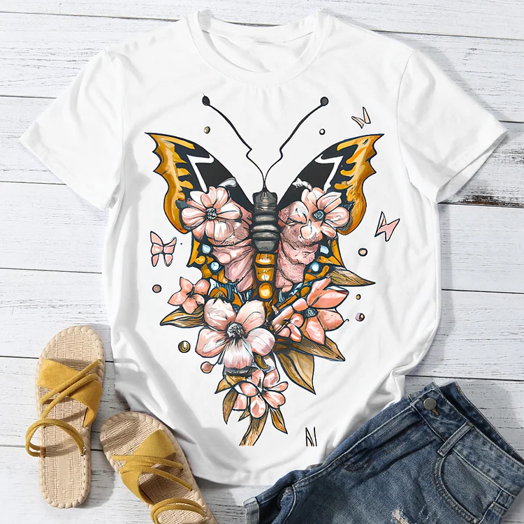 Charming Butterfly  Women Round Neck T-shirt BSTCA0014