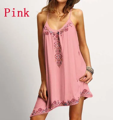 Spaghetti Strap Floral Print Sleeveless Beach Dress