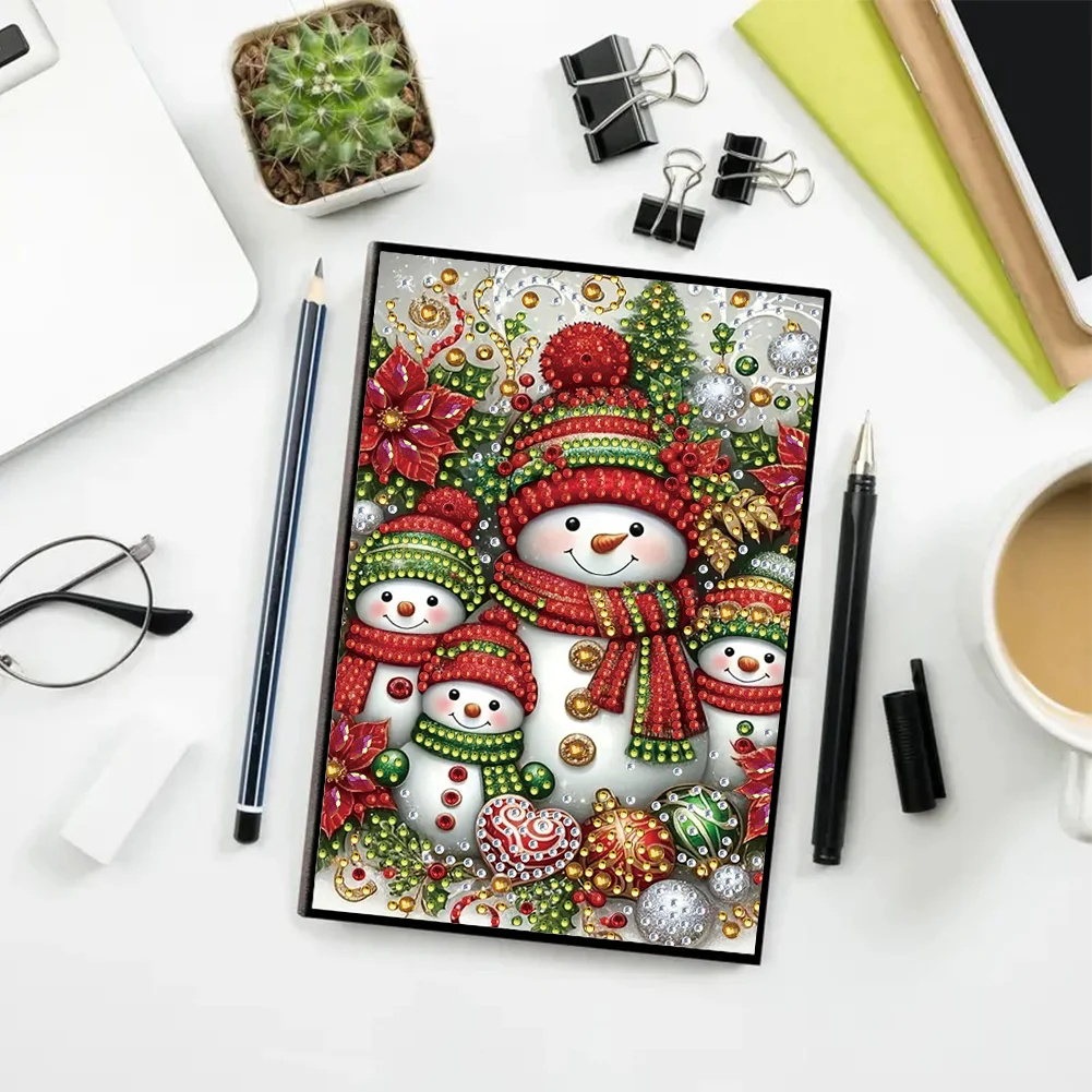 50-Page A5 Snowman Diamond Painting Notebook for Adult Holiday Birthday Gift