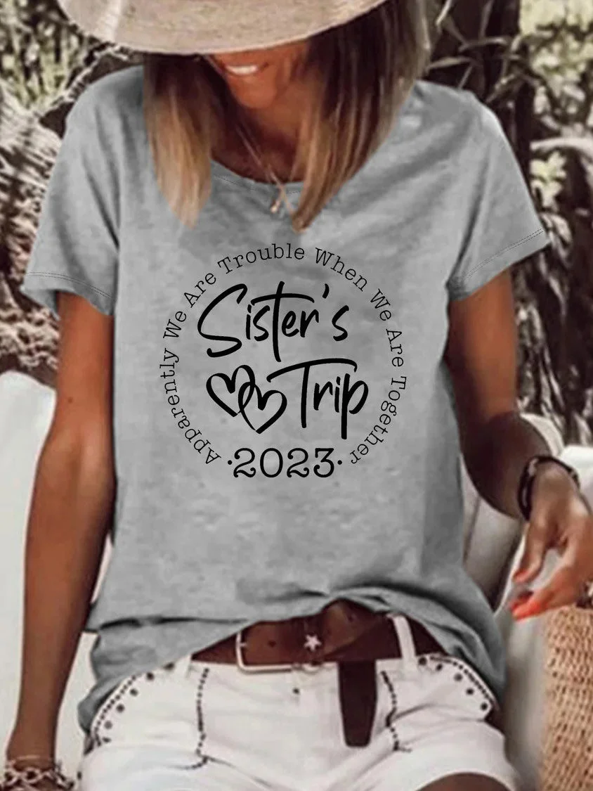 Women's Sister Trip Casual Crew Neck T-Shirt