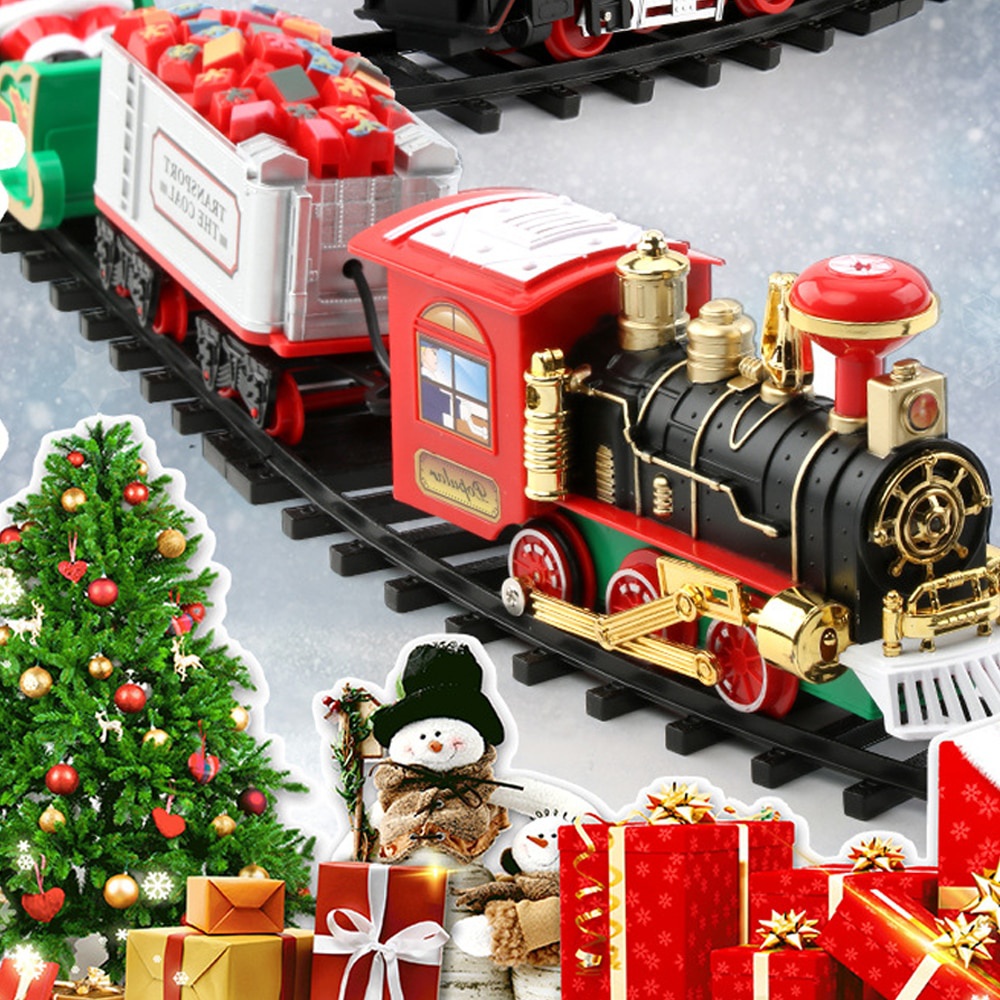 Tegooe Christmas Tree Hanging Electric Train Set with Sound and Light ABS Material