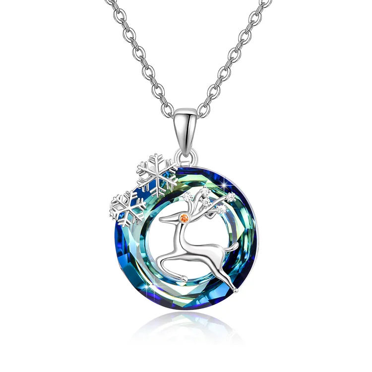 S925 Deer Crystal Circle Necklace