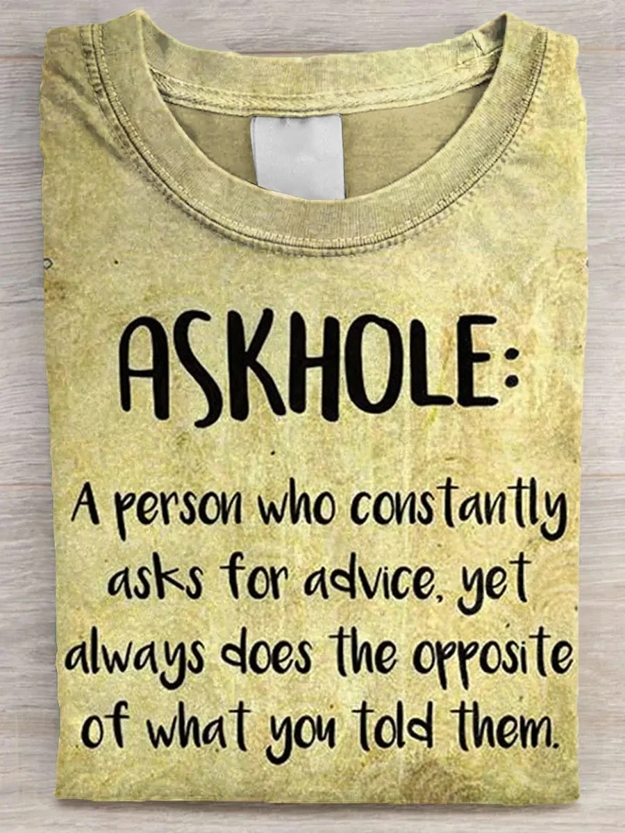 Eagerlys  Askhole Definition Funny Art Print T-shirt Eagerlys