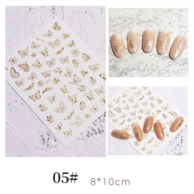 1 Sheet 3D Halloween Nail Sticker Christmas Skull Bone Snake Butterfly Maple Leaf Pattern Decals Manicures 3D Nail Decorations