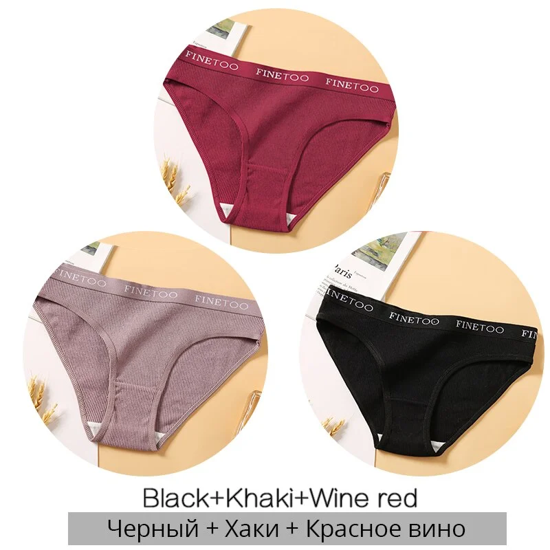 FINETOO Letter Cotton Panties Women M-2XL Lady Underpants Girls Briefs Fashion Cotton Underwear Soft Panty Female Lingerie 2020