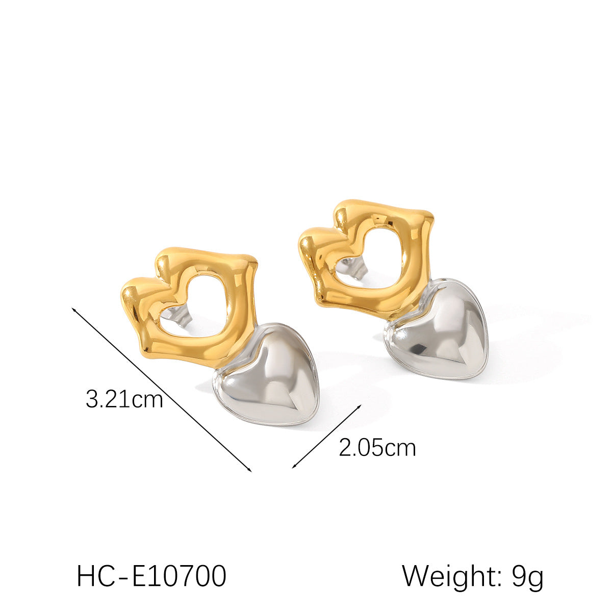 Gold And Silver Color Matching Geometric Stainless Steel Earrings For Women Niche Titanium Steel Earrings