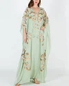Delicate Rhinestone Embroidery Sequin Floral Appliqué Kaftan