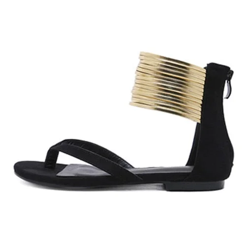 Woman Gladiator Sandals Ladies Metal Strap Flip Flops Shoes Female Fashion Zip Women's Beach Summer Casual Footwear 2020