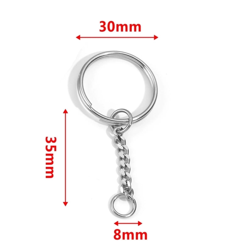 5 PCS/Package 25*35mm 30*35mm Stainless Steel Solid Color Polished Keychain Accessories
