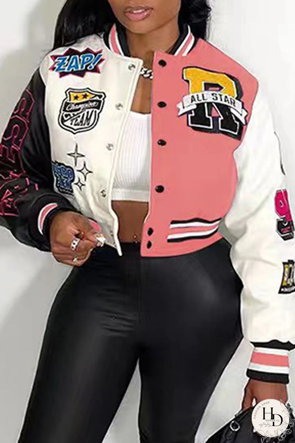 Red Casual Print Patchwork O Neck Outerwear