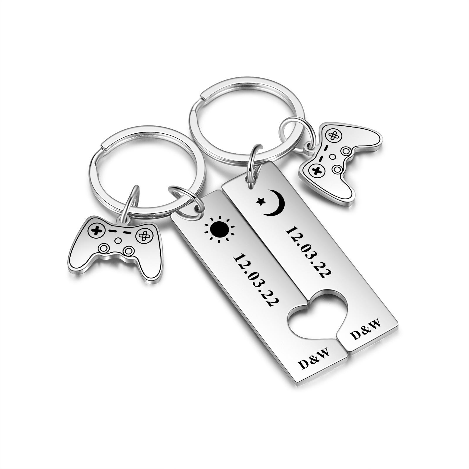 Personalised Couple Keychain Custom 2 Letters & Date Keyring Game Console Valentine's Day Gift for Him/Her-Jessemade AU