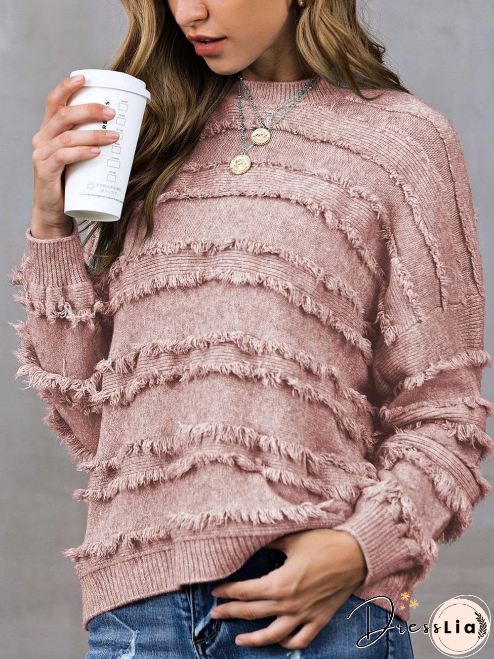 Shift Solid Fringed Casual Sweater