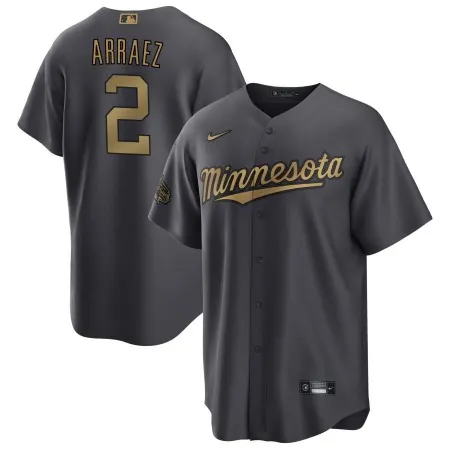 Men's Minnesota Twins #2 Luis Arraez 2022 All-Star Charcoal Cool Base Stitched Baseball Jersey EUKI
