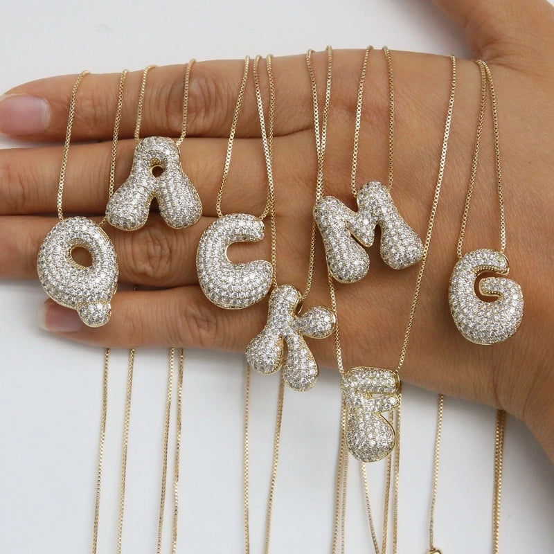 Copper Minimalist Plating Letter Pendant Necklace