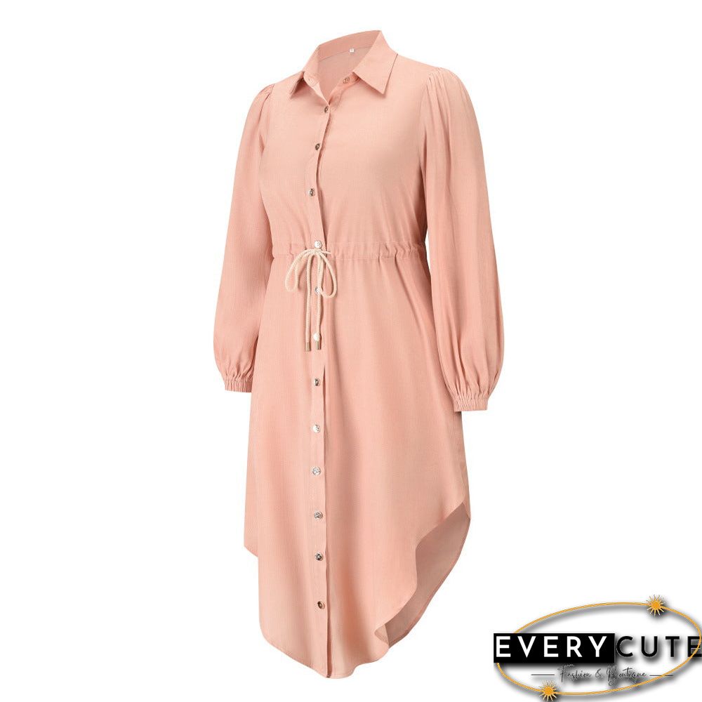 Long Sleeve Front Wrap Button Down Dress