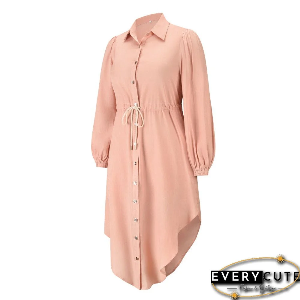 Long Sleeve Front Wrap Button Down Dress