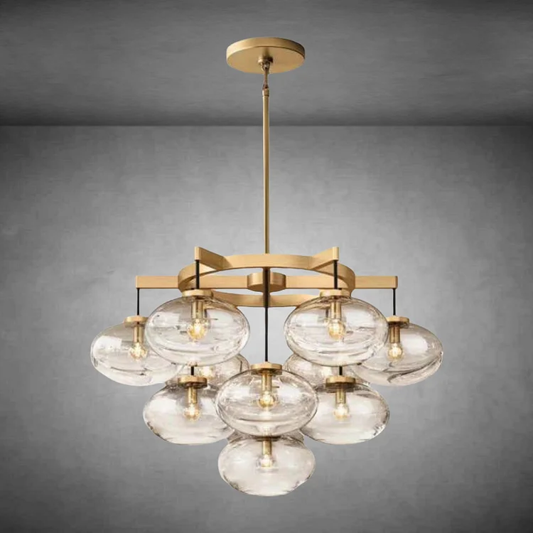 Curvette Clear Glass Round Chandelier 36" Vjlight