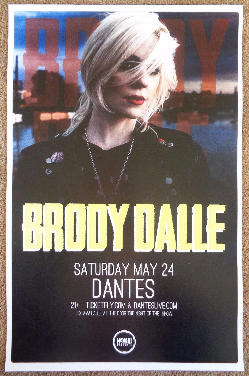 BRODY DALLE 2014 Gig POSTER Portland Oregon THE DISTILLERS Concert