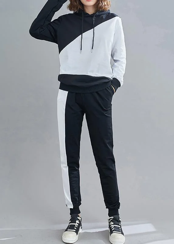 Sports Two Piece Black Spring Loose Style Suit