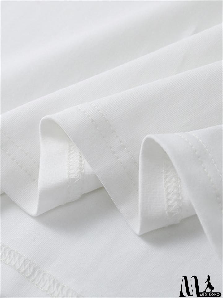 MidiSono - Men's Short Sleeve Solid Color Round Neck Cotton T-Shirt