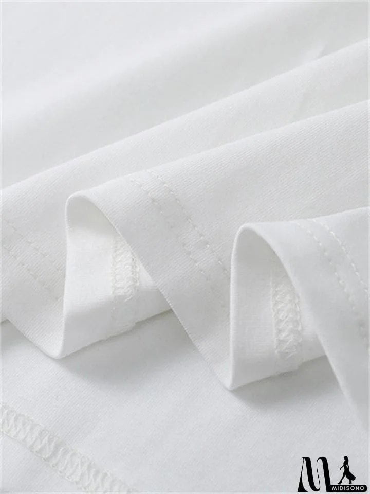 MidiSono - Men's Short Sleeve Solid Color Round Neck Cotton T-Shirt