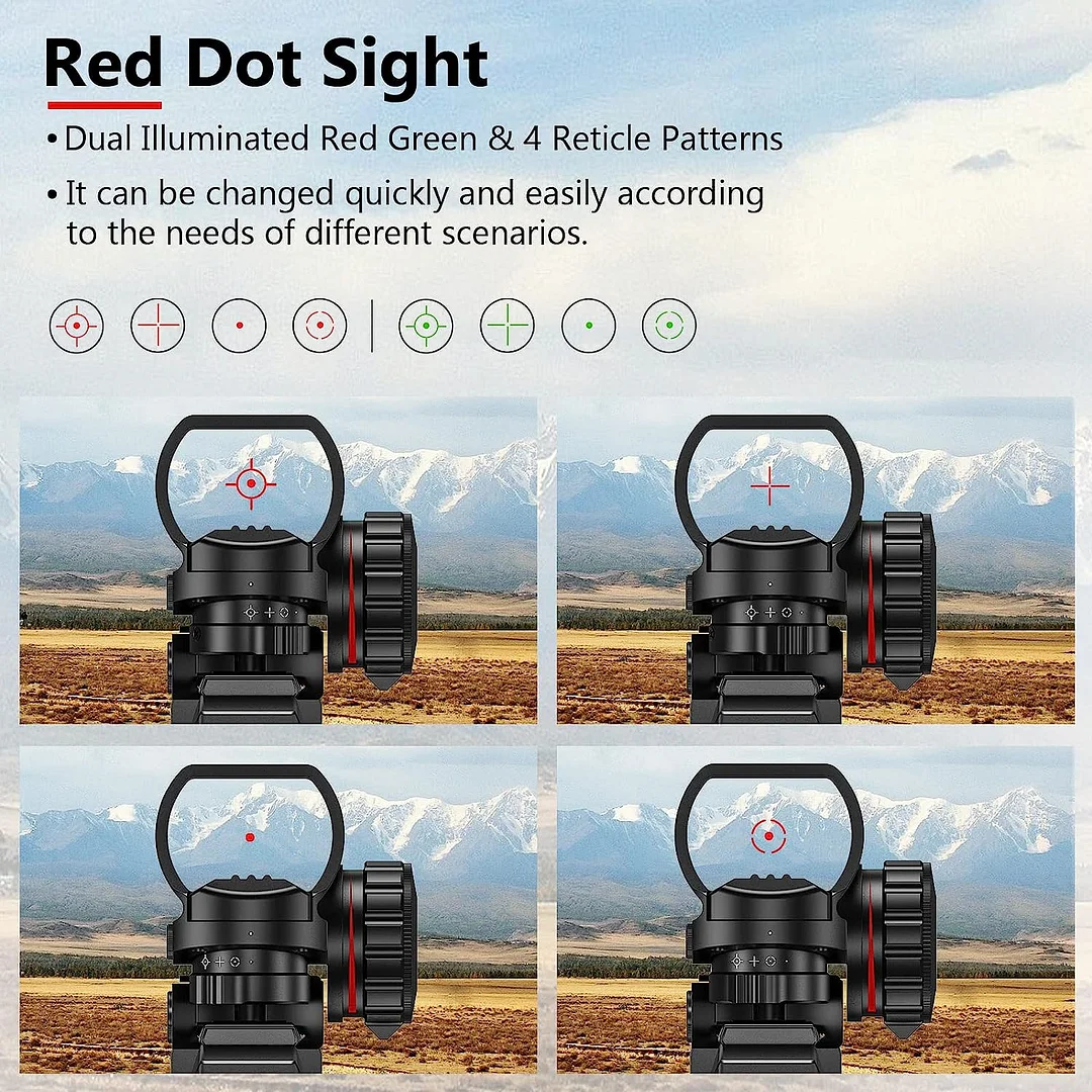 ohhunt® Combo 4-12x50EG Riflescope Dual Illuminated Optics & IIIA/2MW Laser Sight & 4 Holographic Reticle Red/Green Dot Sight & 20mm Scope Mount