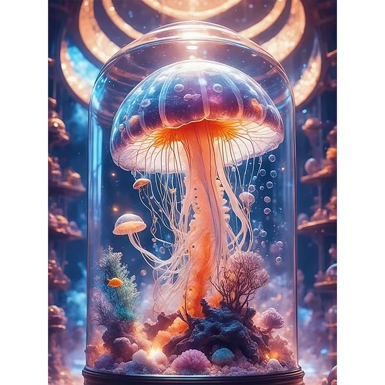 Fantasy Jellyfish In A Jar 30*40CM (Canvas) Full Round Drill Diamond Painting gbfke