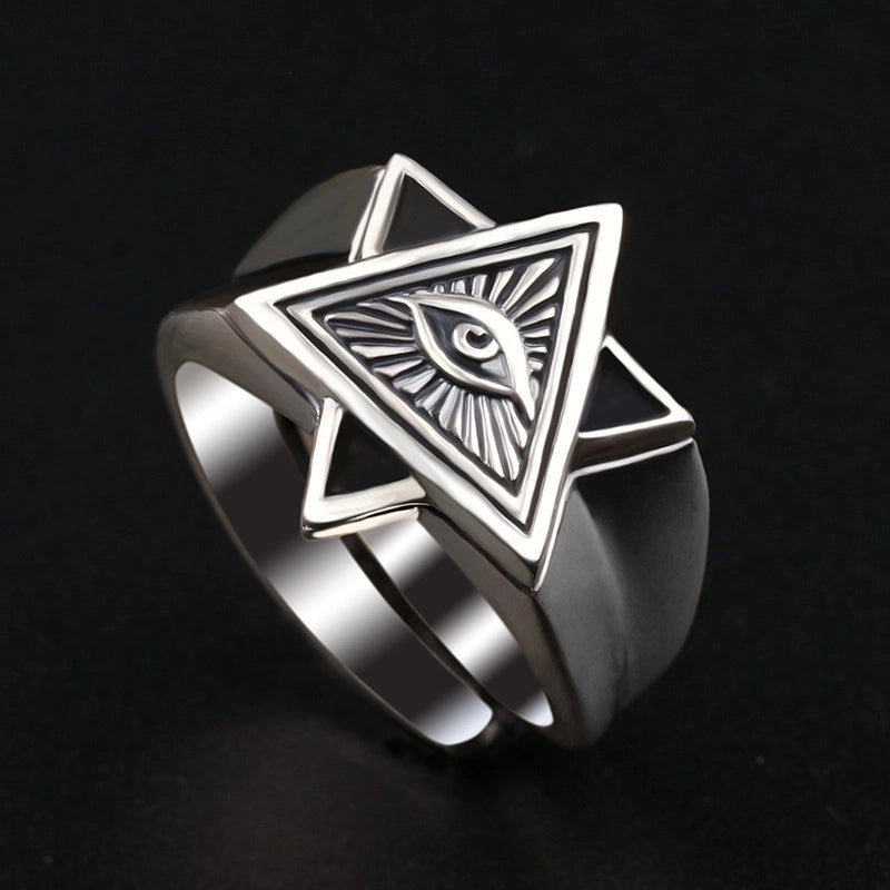 Hip-hop Retro Triangle Eye Sterling Silver Plating Men's Rings