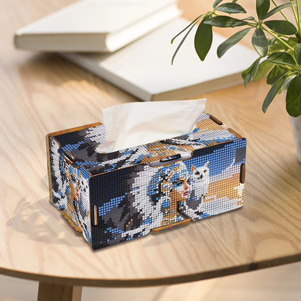 Owl Indian Diamond Painting Tissue Box Wooden Diamond Art Tissue Storage Box