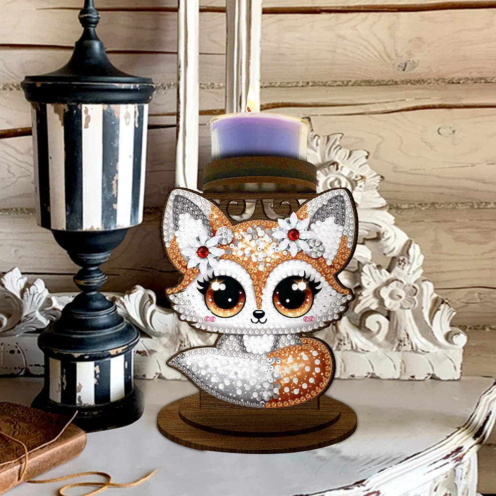5D DIY Squirrel Diamond Painting Desktop Candle Holder Gifts for Family Friend