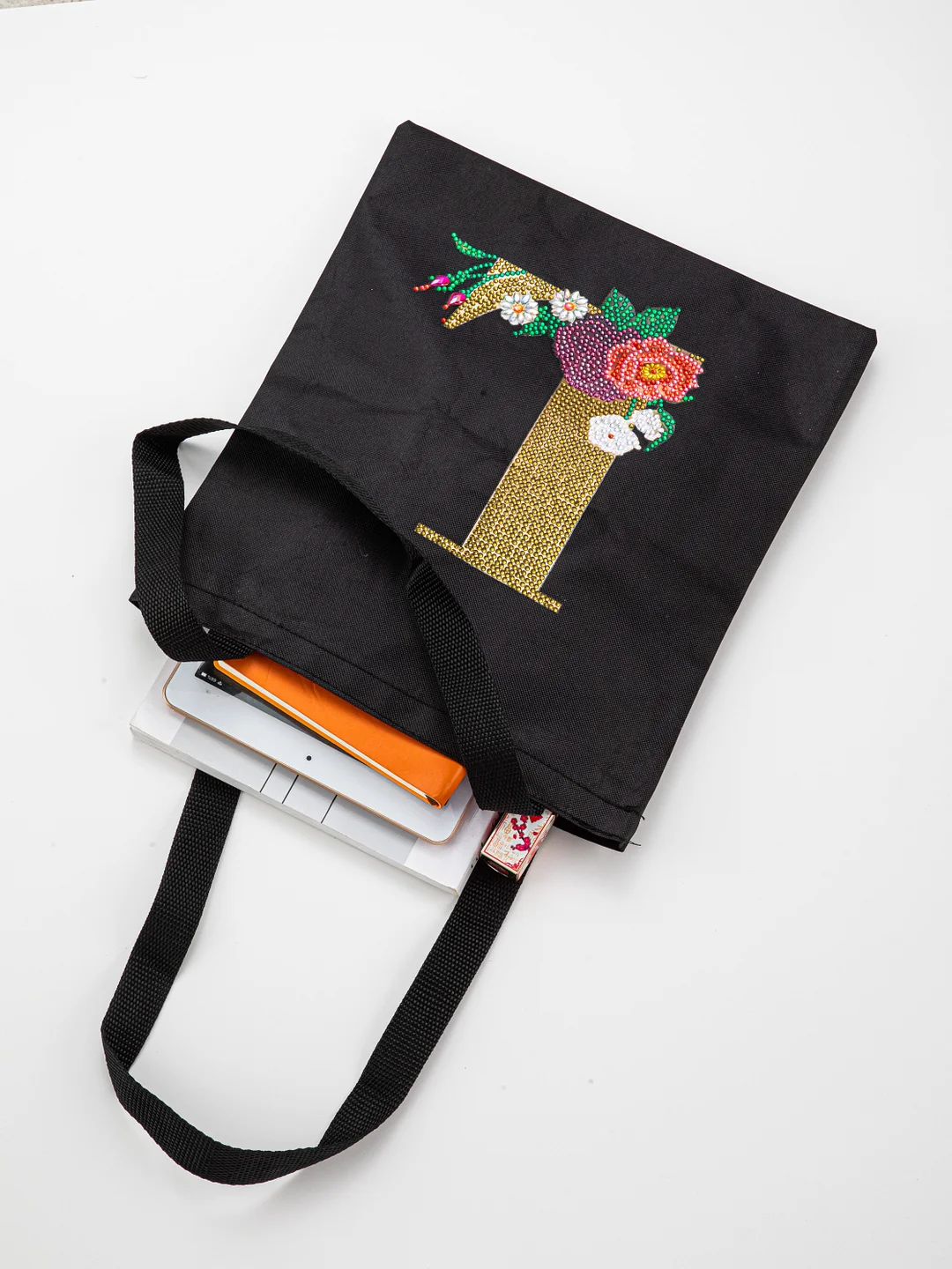 DIY Diamonds Painting Handbag Linen Shopping Bag Portable Fashion for Work