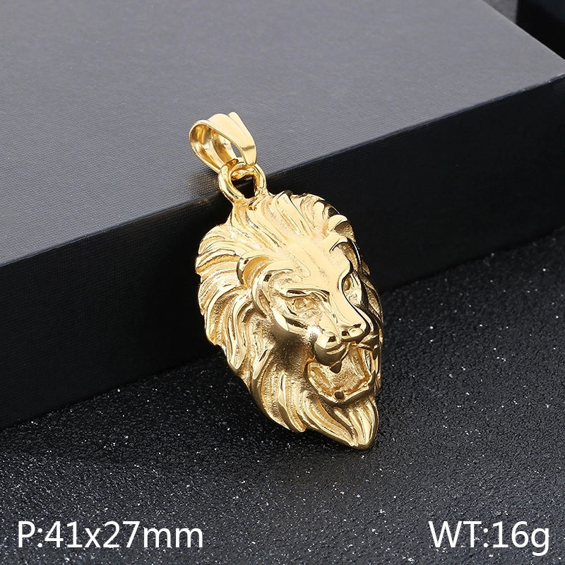 1 Piece 304 Stainless Steel 18K Gold Plated Lion’s Head Pendant