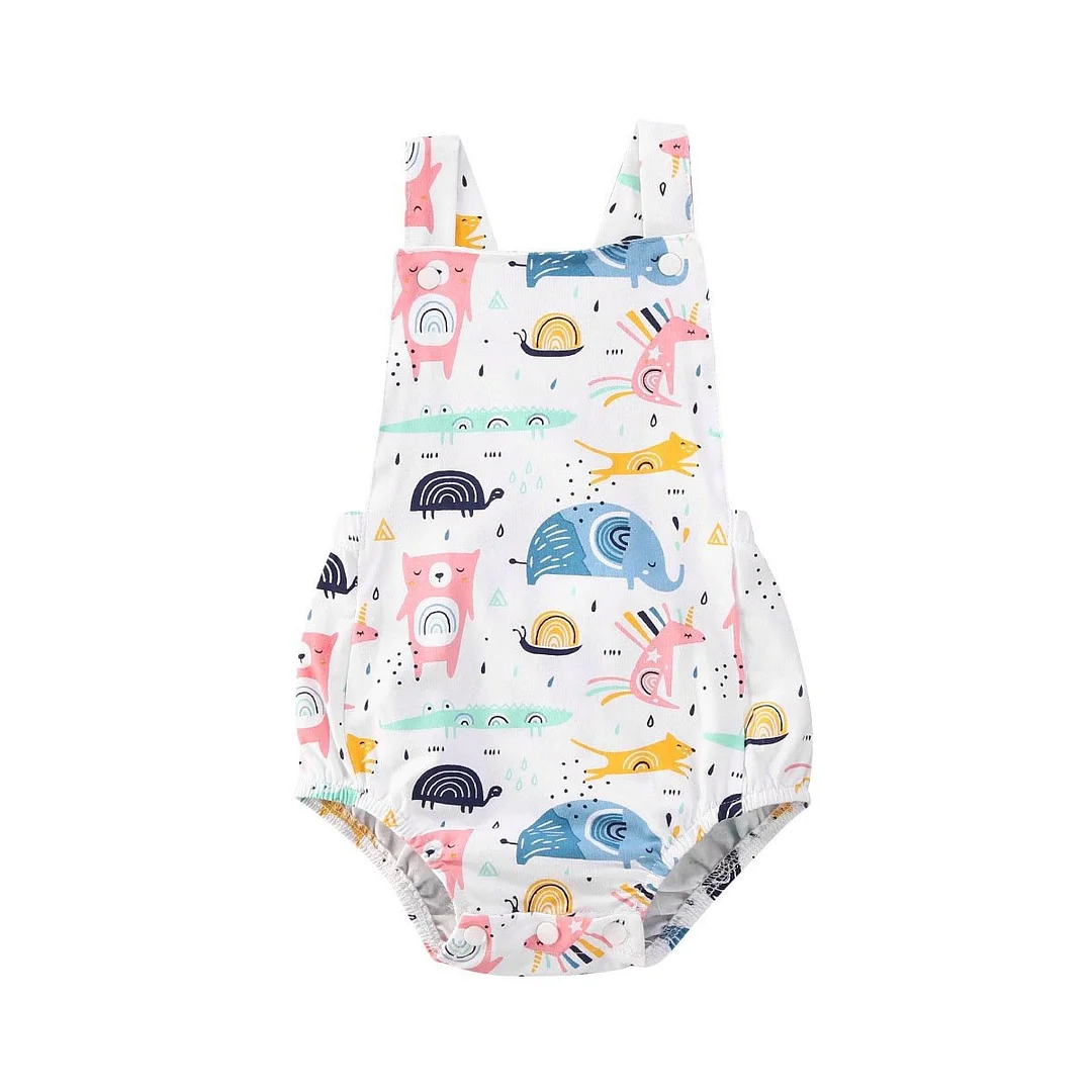 Newborn Kids Baby Girls Boys Sleeveless Romper Animals Jumpsuit Playsuit Sunsuit One-Pieces Summer Clothes Outfits 0-18 M