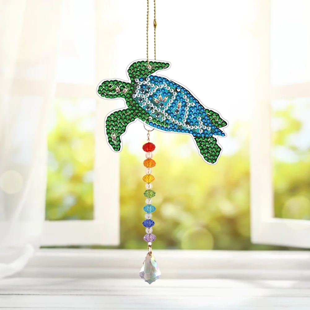 DIY Diamond Painting Sun Catcher - Turtle