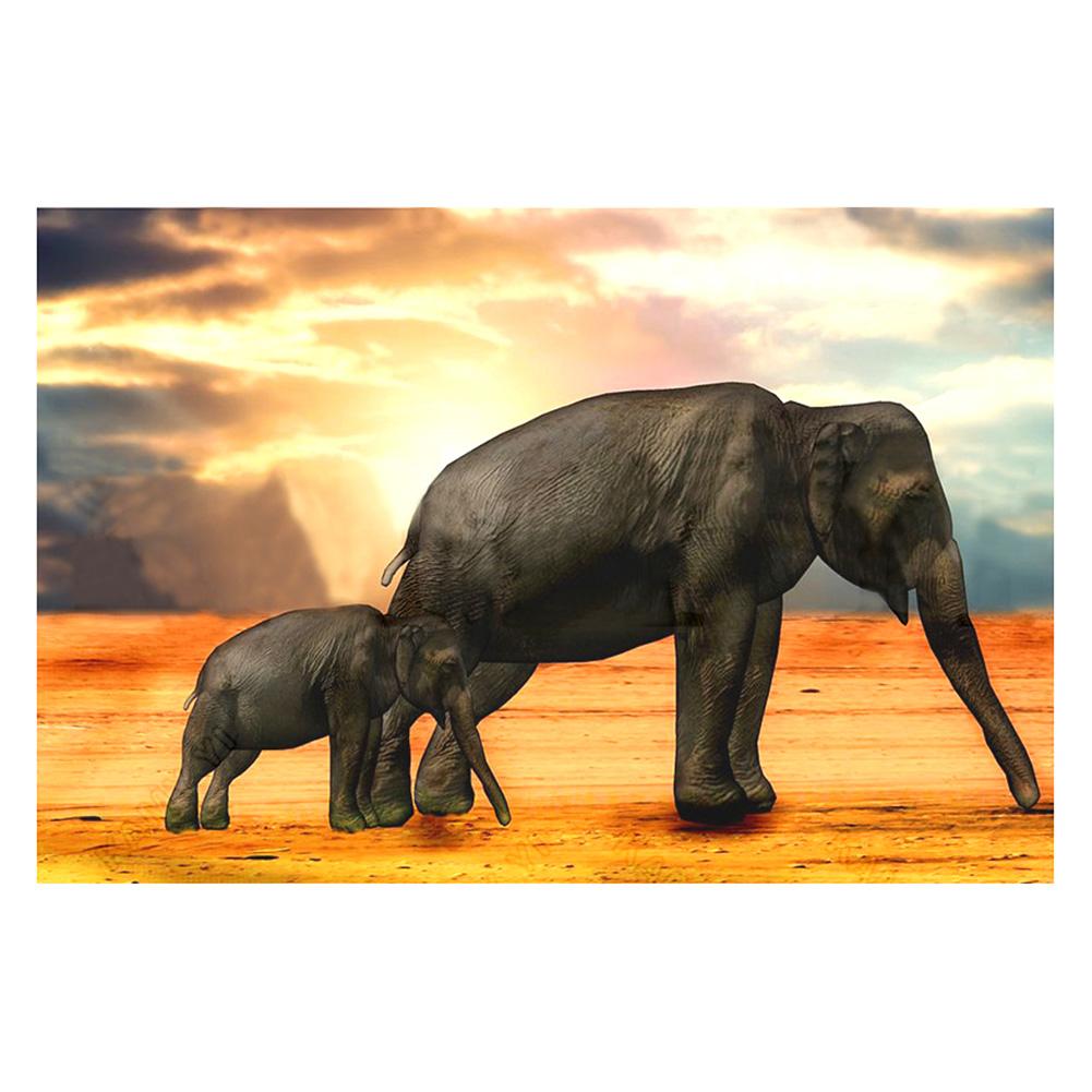 

40*30CM - Round Drill Diamond Painting - Mother Elephant, 501 Original