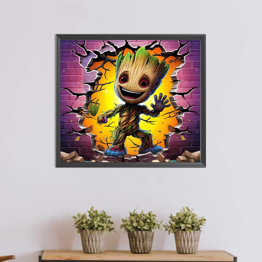 Diamond Painting - Full Round Drill - Groot Breaking Wall(Canvas|40*35cm)
