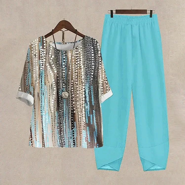 Comstylish Printed Loose Casual Two Piece Set
