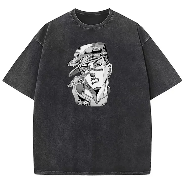 Vintage Jotaro Stand Disk (JoJo's Bizarre Adventure - Stone Ocean) Printed Washed T-Shirt