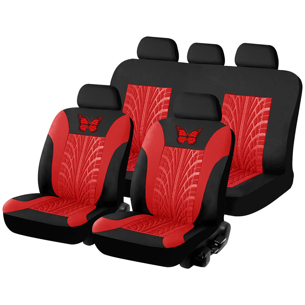 

Car Seat Cover Set Butterfly Pattern for 2 Bucket Seats+Bench Seat (Red), 501 Original