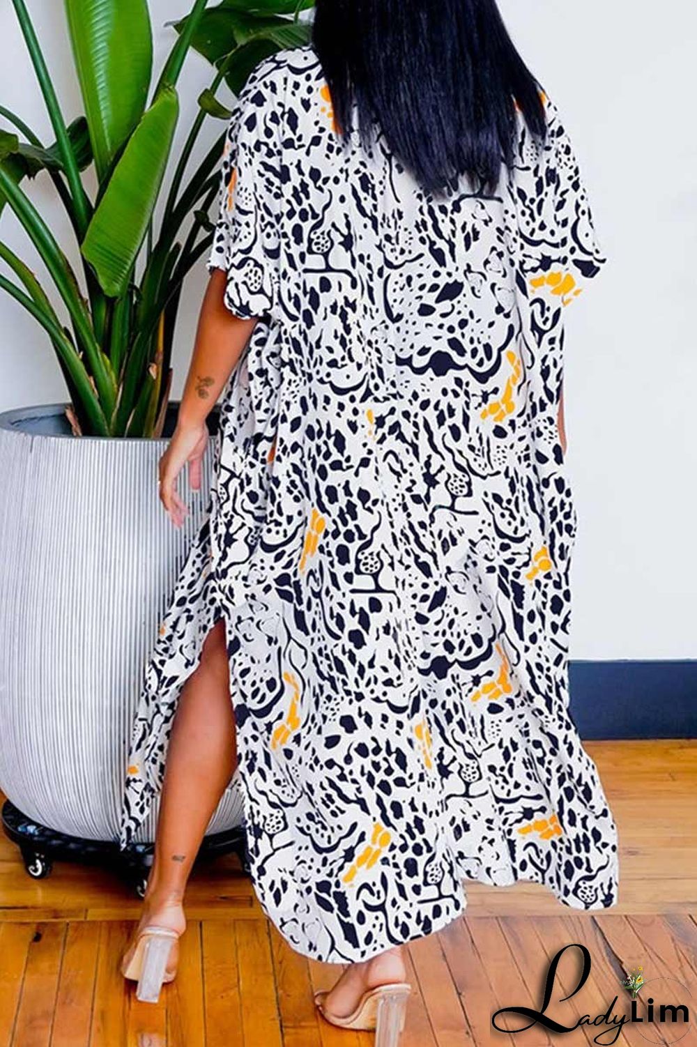 Blue Casual Print Patchwork Dresses