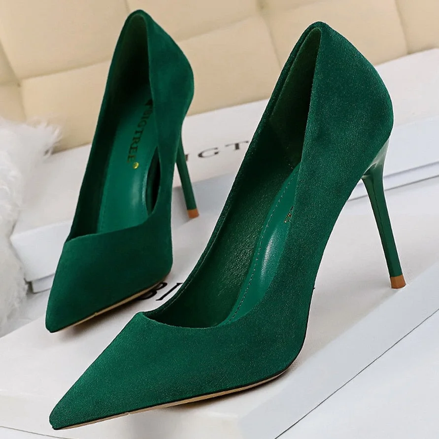Billlnai  2023 Graduation party  BIGTREE Shoes Suede Woman Pumps New High Heels For Women Office Shoes Fashion Stiletto Heels Women Basic Pump Plus Size 42 43