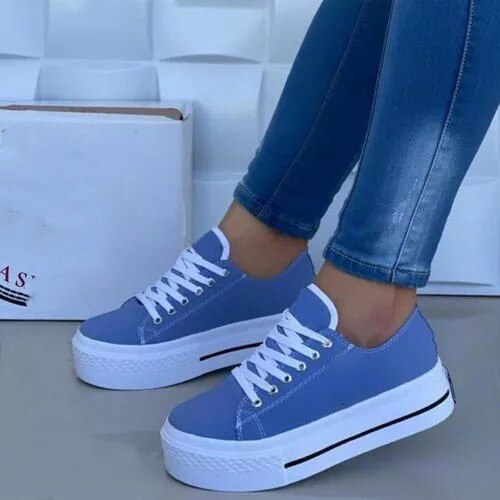 Breakj Women's Canvas Shoes 2022 Summer European and American New Thicksoled Laceup Canvas