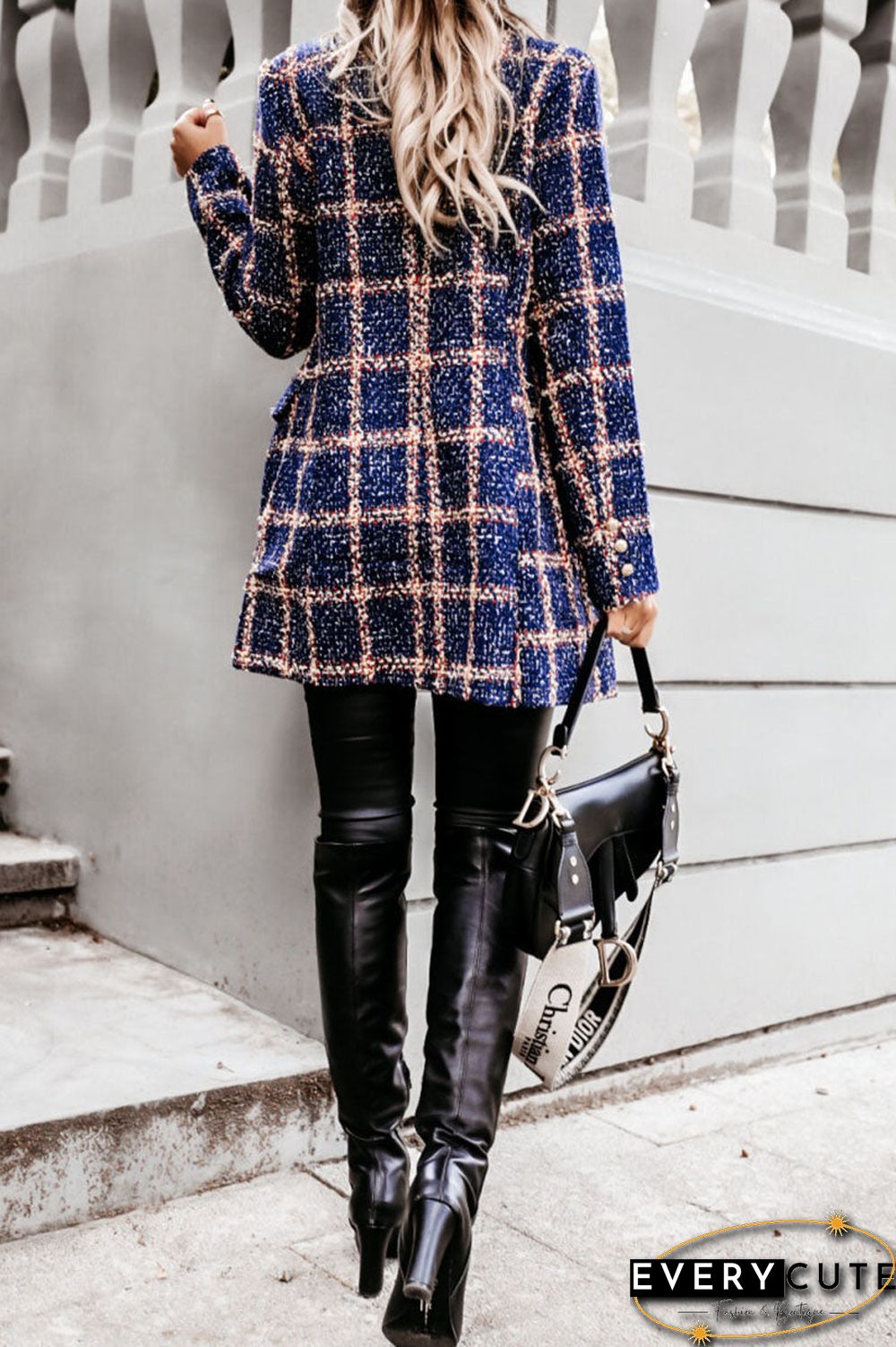 Fashion Street Plaid Turn-back Collar Outerwear(5 colors)