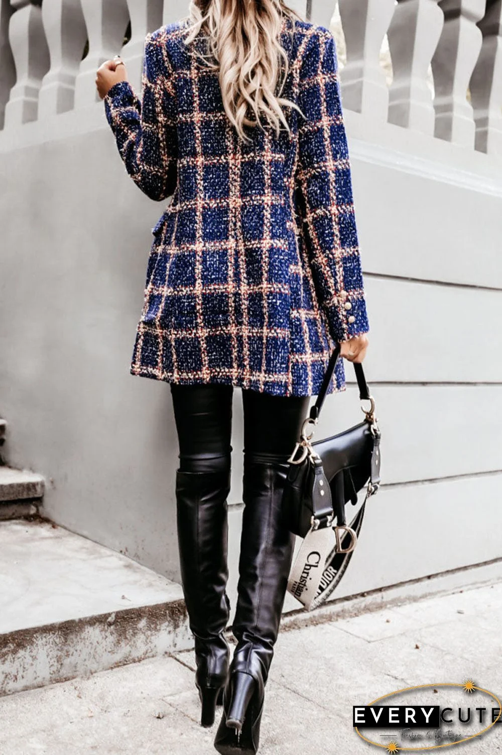 Fashion Street Plaid Turn-back Collar Outerwear(5 colors)