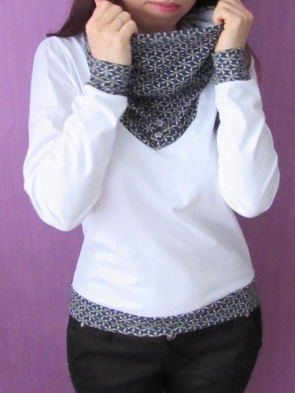 White Cowl Neck Shift Knitted Casual Sweatshirt